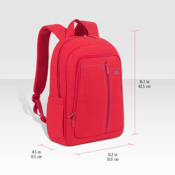 15.6'' Laptop Backpack Product Features: • Manufactured using high-quality water-resistant material • This lightweight backpack (435 g.) has thickened sides to provide extra protection from accidental damage • Main vertical load compartment with soft sides and a strap that securely fixes your Laptop • Additional inner pocket for a Tablet up to 10.1'' • Dual zipper pulls for quick and easy access • Front zippered pocket with a panel for business cards, accessories and a smartphone • A comfortable soft handle and shoulder straps with softened bands will make you feel comfortable even during the longest journey. • 2 side-pockets for bottles of water • Strap management system prevents excess strap material from dangling
