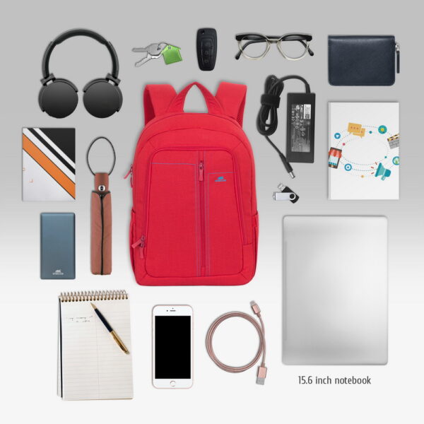RIVACASE 7560 Laptop Canvas Backpack 15.6" red